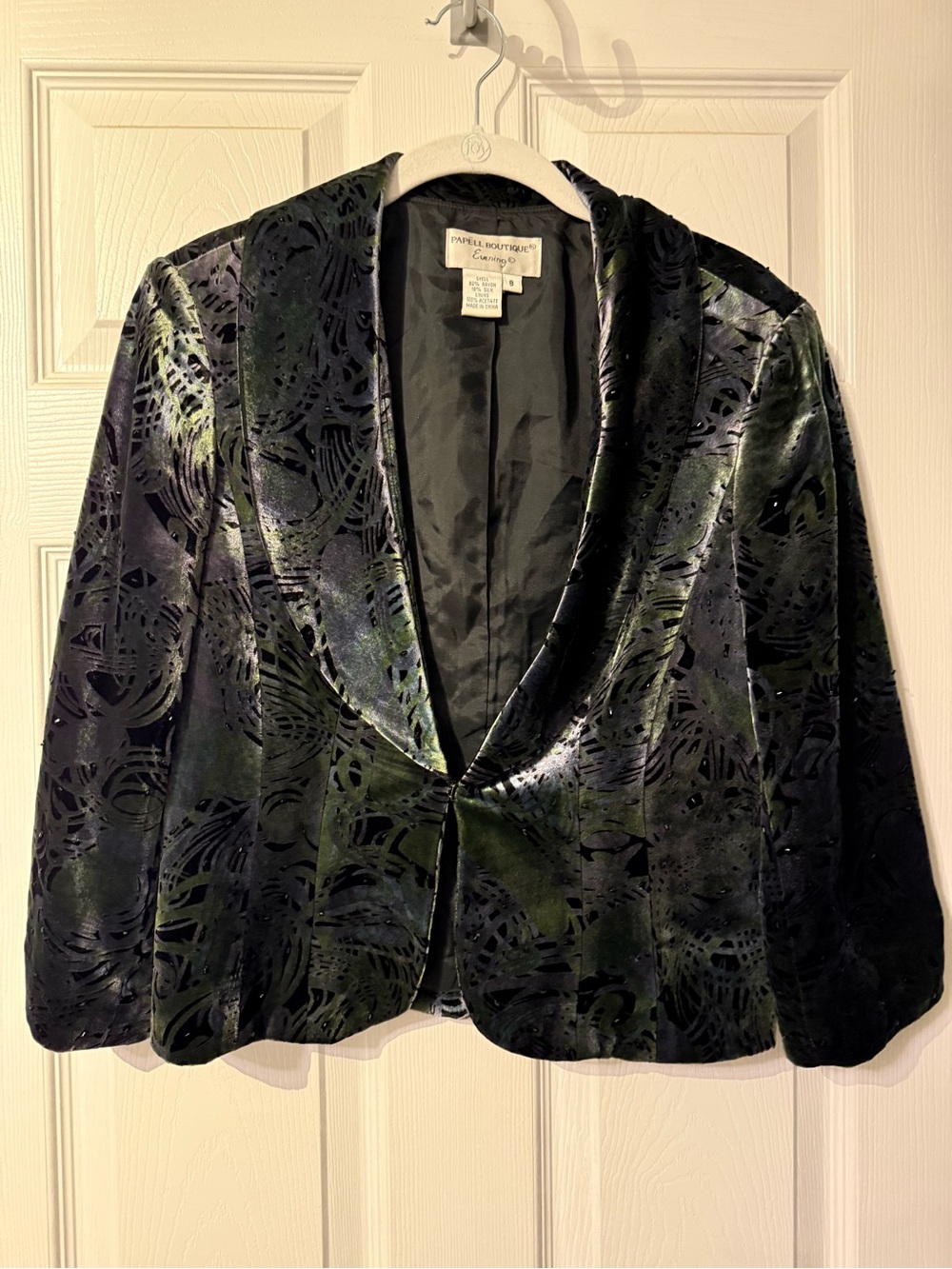 Papell Boutique Evening beaded velvet blazer jacket 8